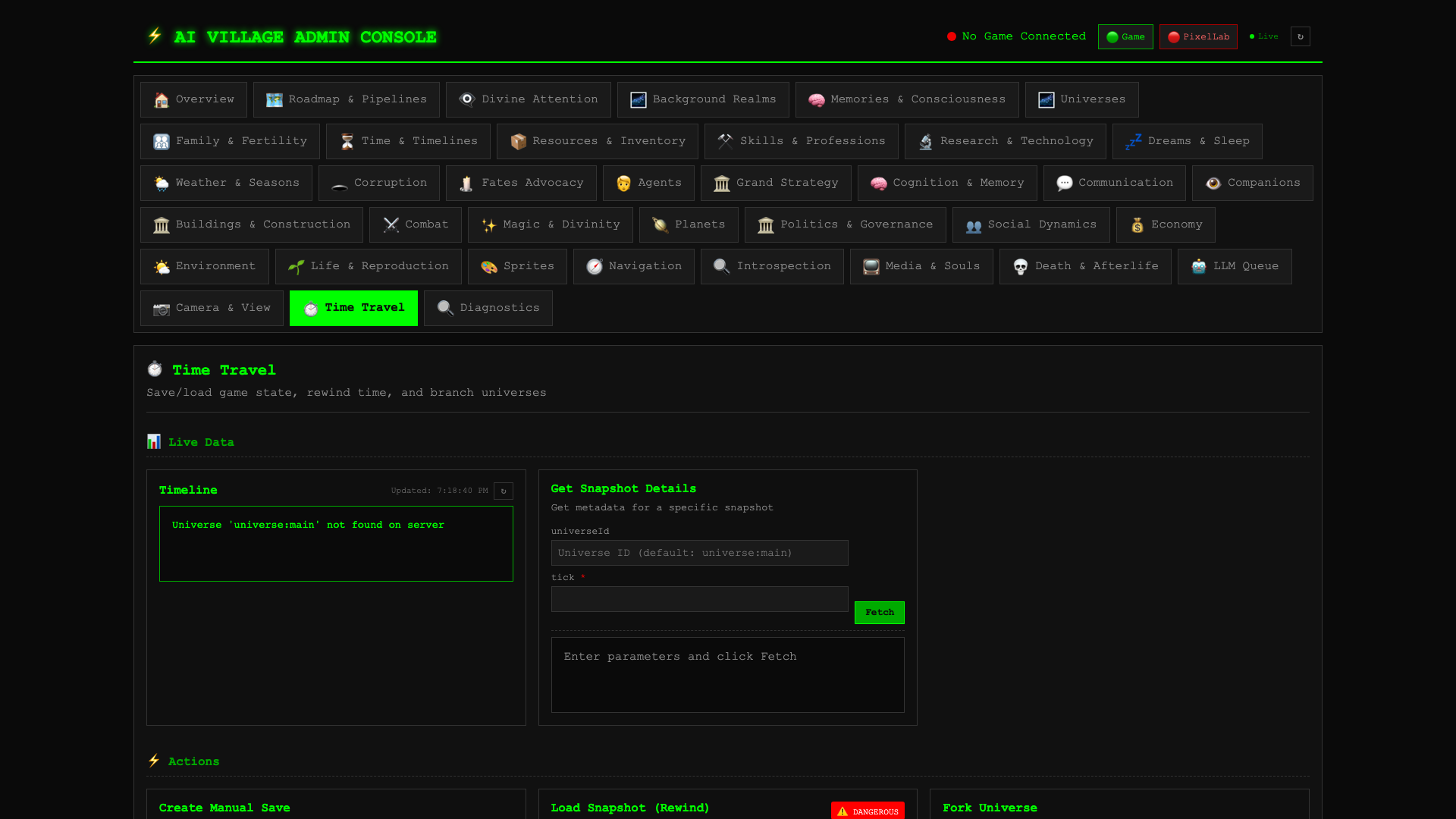 Universe management — deep systems control